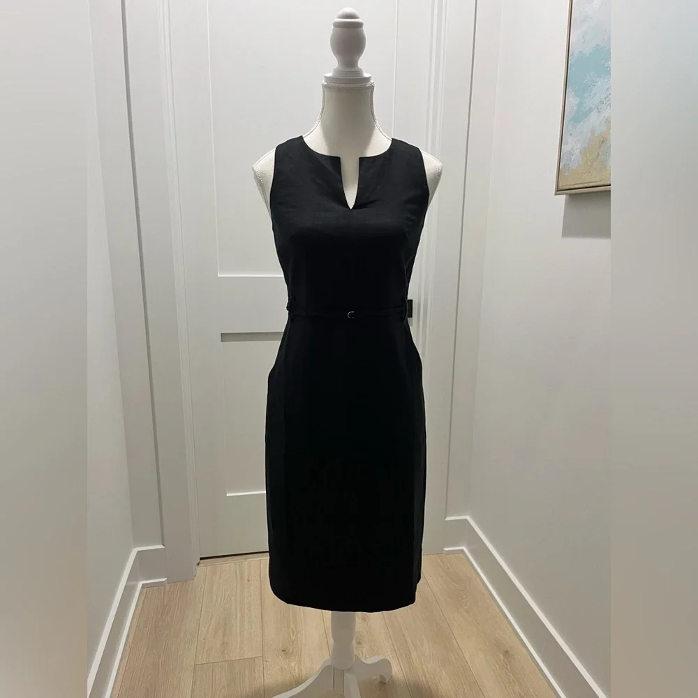 J. Crew Executive dress in stretch linen blend black NEW 2 Petite closet staple